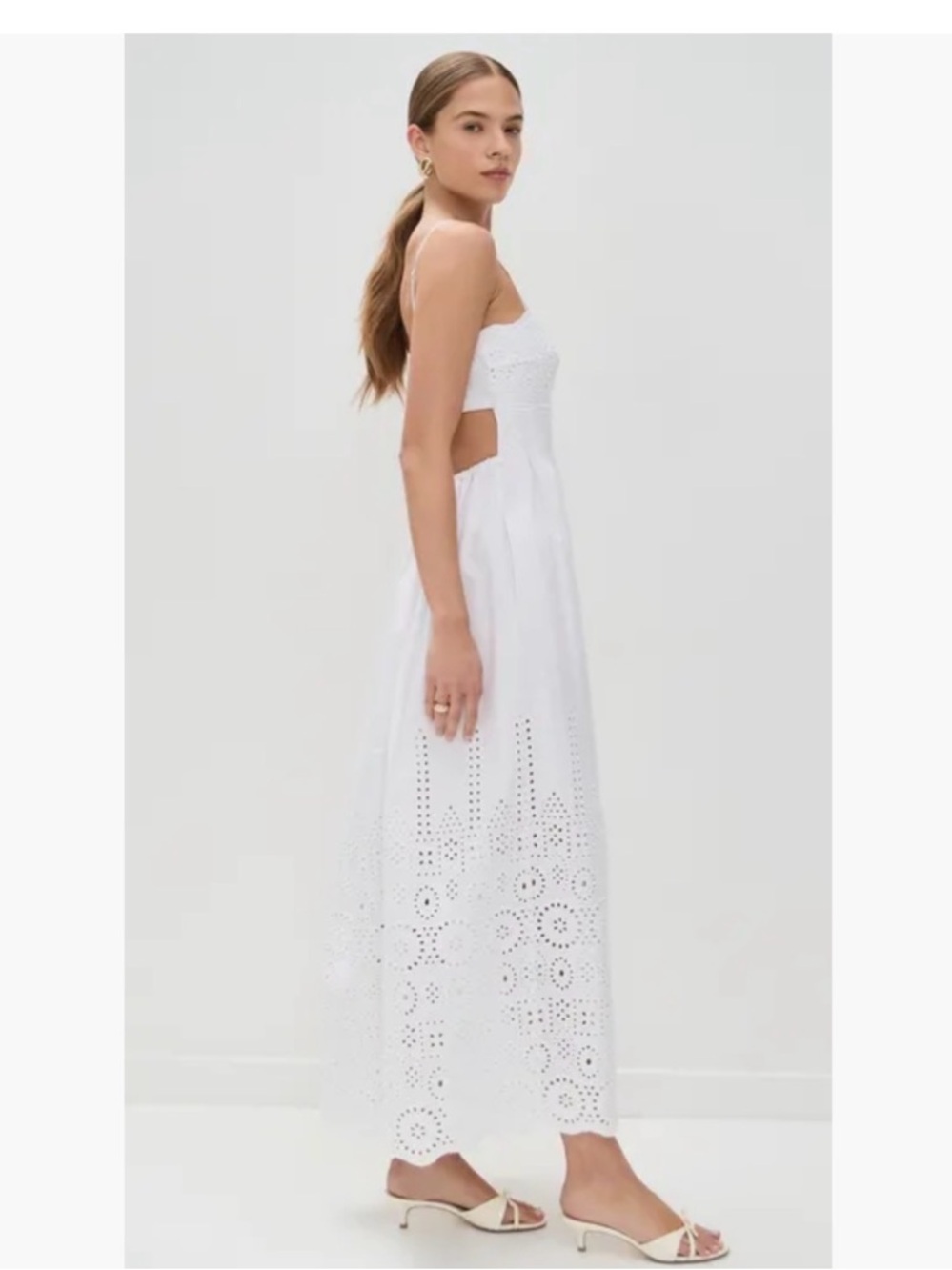 Susana Monaco Eyelet Cotton Maxi Dress White Sugar Small NWT - Picture 2 of 9